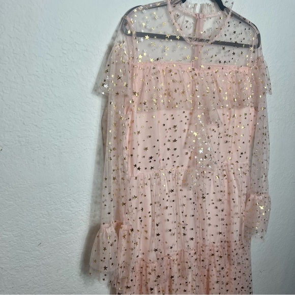 Mesh Star Long Sleeve Overlay Maxi Dress - Picture 5 of 15